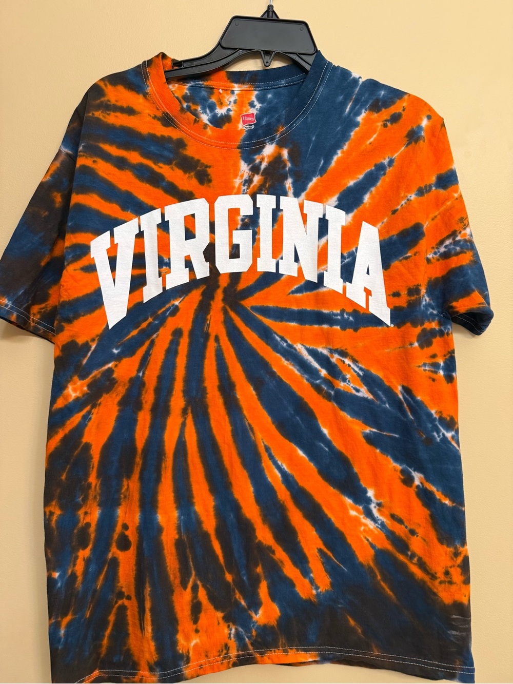 Hanes Virginia Tie-Dye Short Sleeve T-Shirt - Orange & Navy